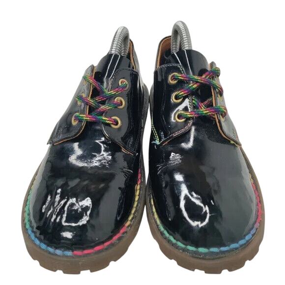 Vintage Dr. Martens Rainbow Black Lace Up Oxford Shoes Size 5 - Picture 2 of 10